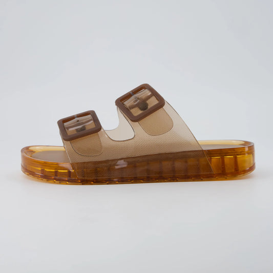 Pool Jelly Slide Sandals for Women - Waterproof Double Buckle Adjustable Slip